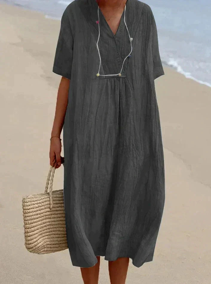 Product Image for Avelena | Elegante Sommerkleider Damen aus Baumwolle und Leinen, Schwarz / XS