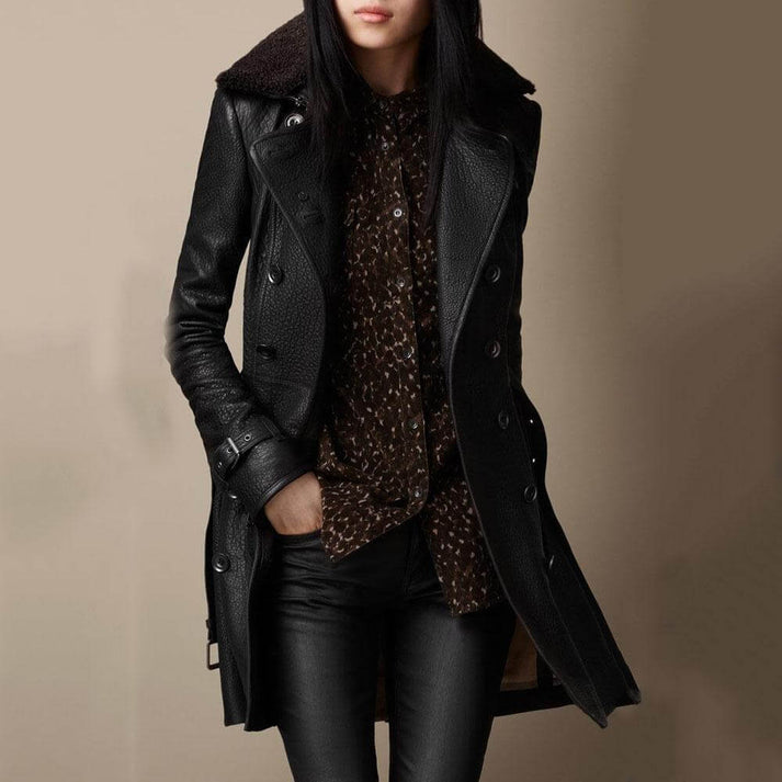 Product Image for Avelena | Lange Lederjacke für Damen, Schwarz / S