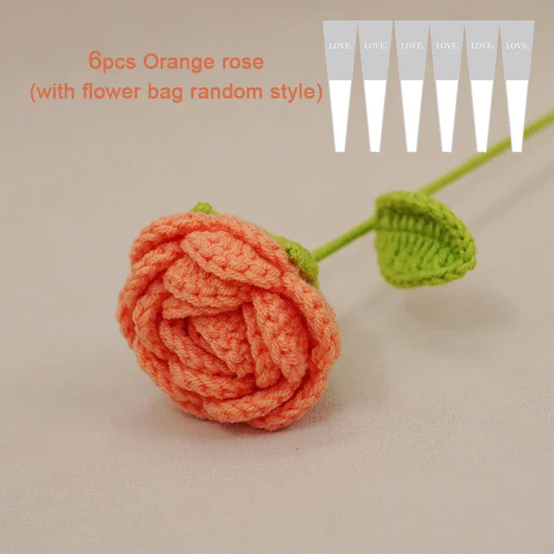 Product Image for Avelena | Fertig Handgefertigter Gehäkelter Rosenstrauß aus Künstlichen Blumen, Geflochtenen Künstlichen Blumen, Tischdekoration, Geschenke für 