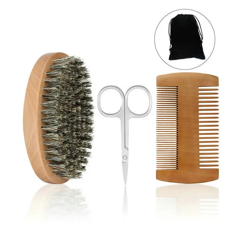Product Image for Avelena | Weiche Wildschweinbürste Set mit Kamm & Schere, Set A