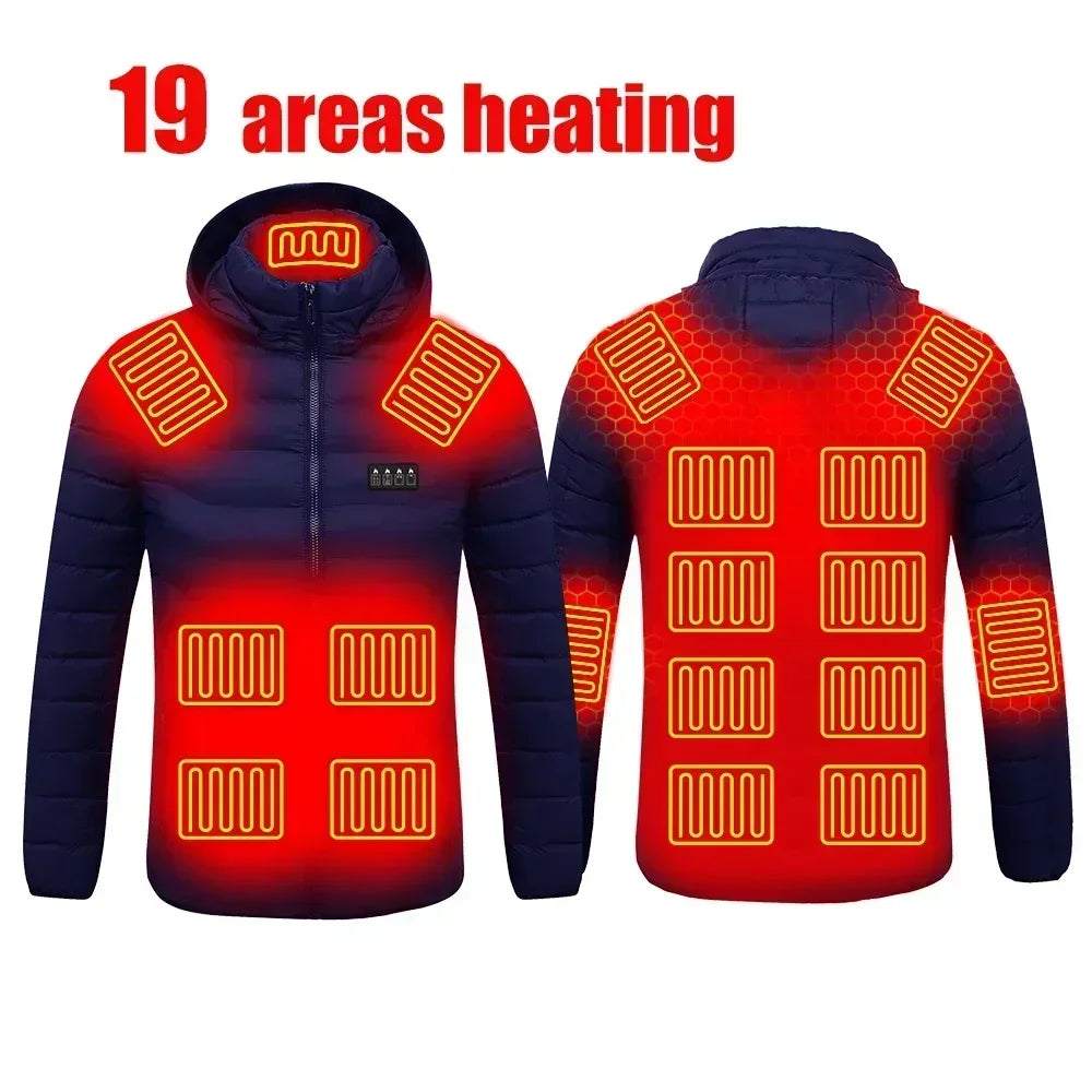 Product Image for Avelena | Thermacoat Beheizte Jacke Männer & Frauen Winter Usb Elektrisch Slim Selbstheizend, 19F Bereiche Blau / 5XL