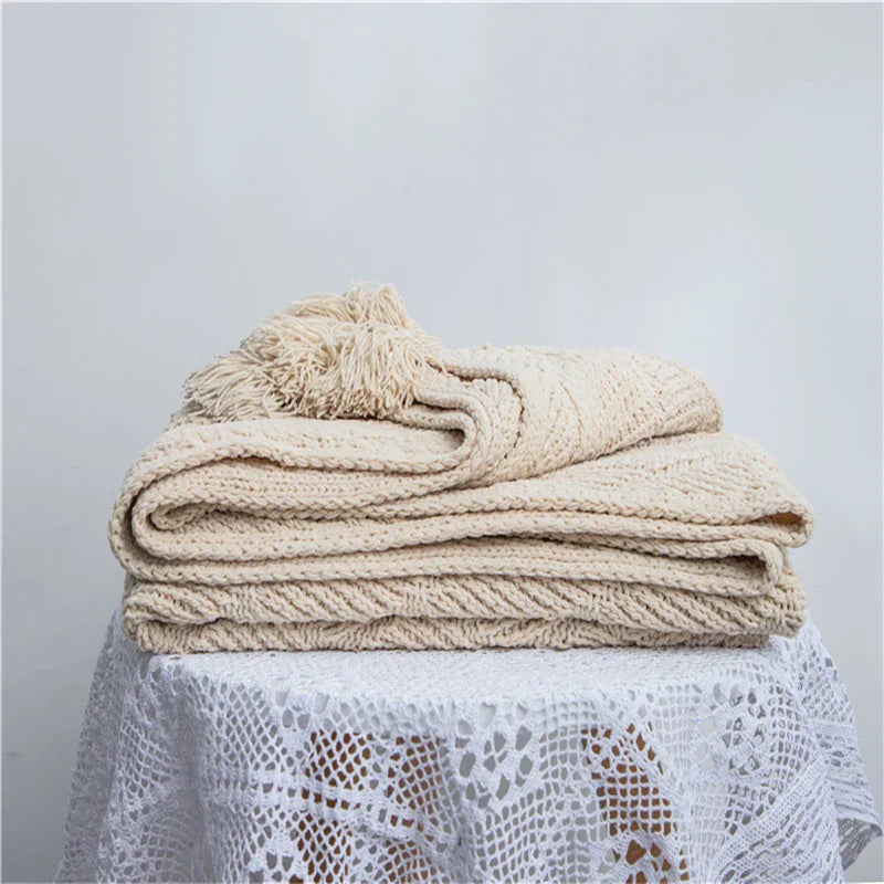 Product Image for Avelena | Blanket Luxe Chenille Decke mit Herzfransen, beige stil fünf / 130cm x 160cm