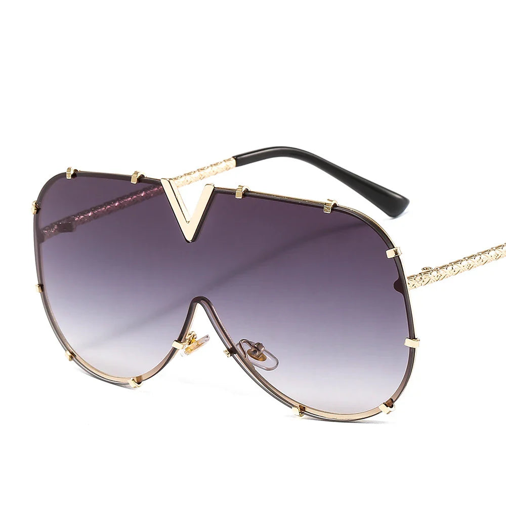 Product Image for Avelena | Luxus Vintage Große Rahmen Uv400 Sonnenbrille, Lila-Grau / uniseks