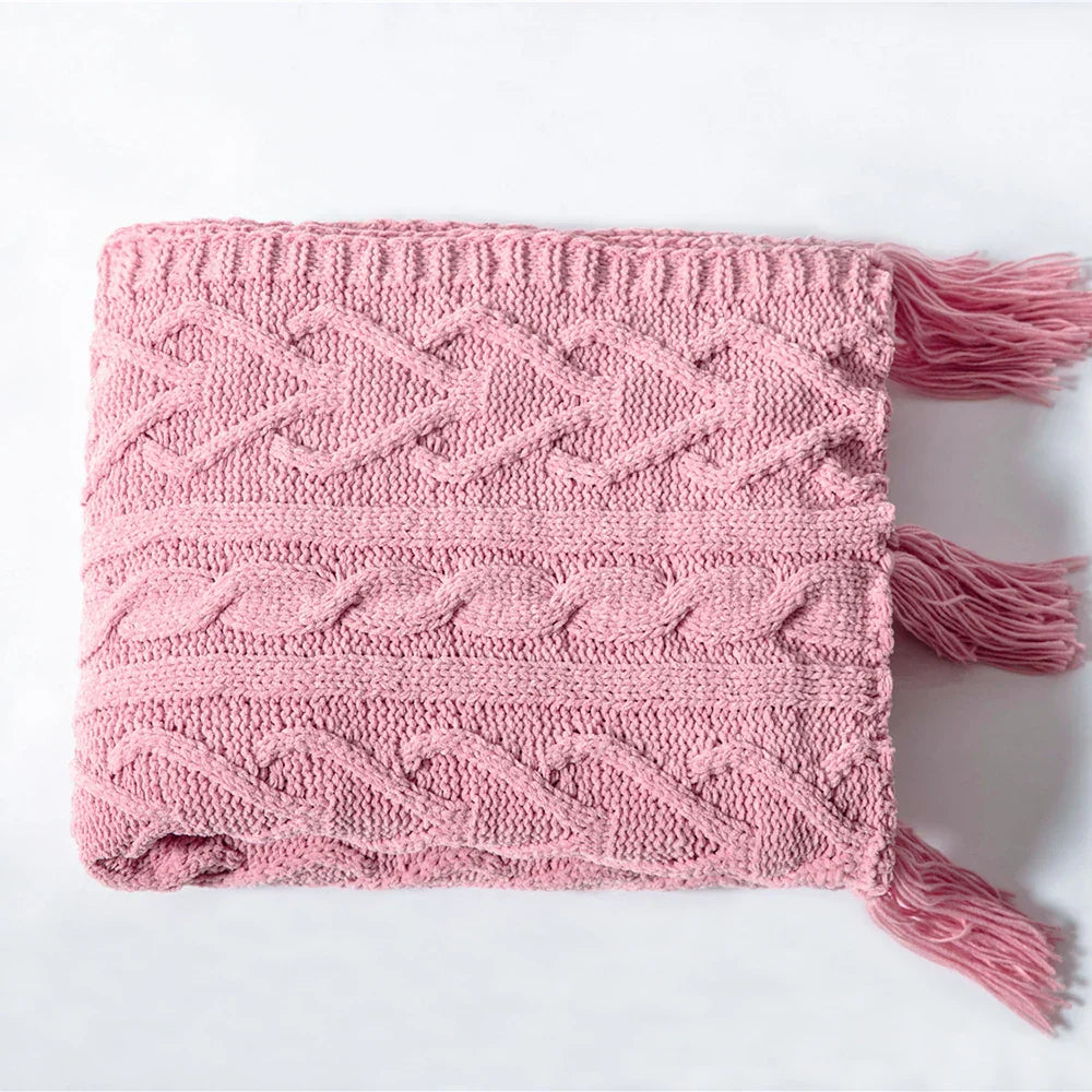 Product Image for Avelena | Blanket Luxe Chenille Decke mit Herzfransen, Rosa Stil Eins / 130cm x 160cm