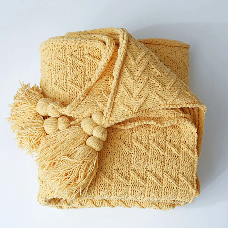 Product Image for Avelena | Blanket Luxe Chenille Decke mit Herzfransen, Gelb Stil eins / 130cm x 160cm