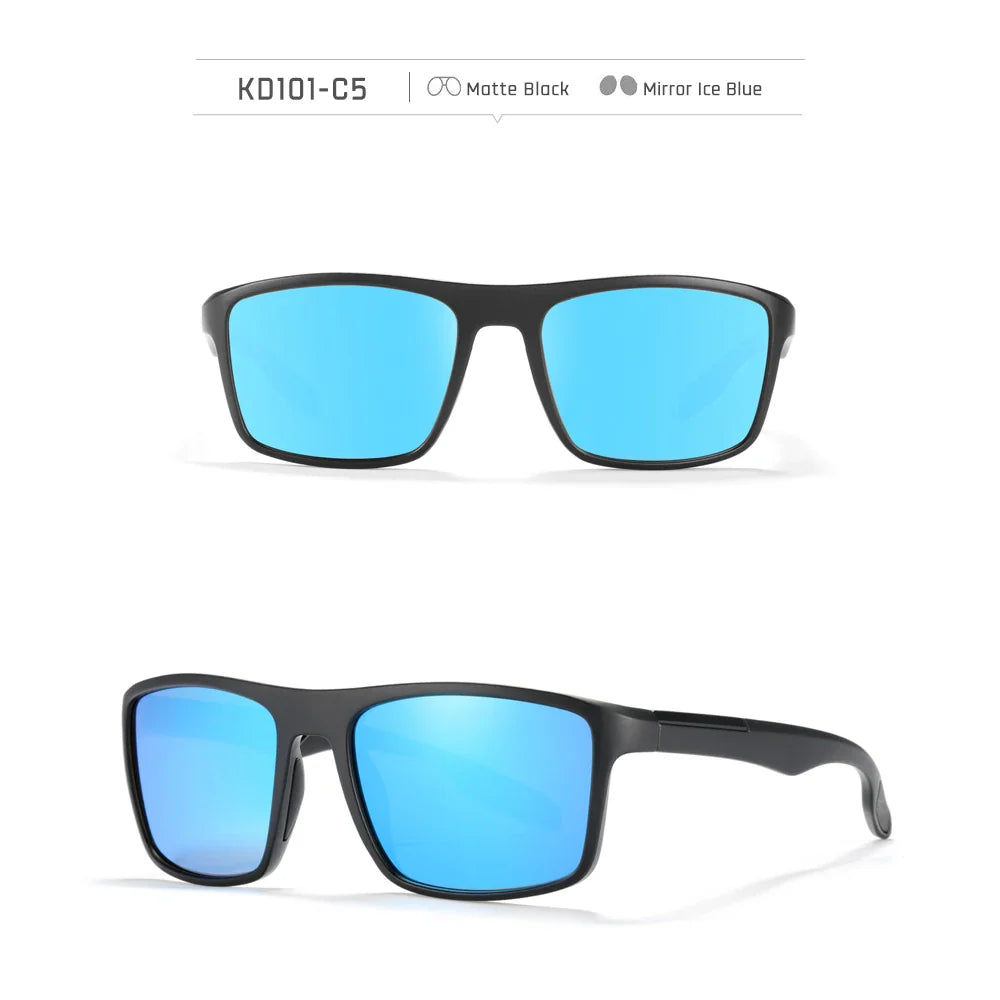 Product Image for Avelena | Ultra-Leichte Rechteckige Polarisierte Photochrome Sonnenbrille, C5 Spiegel eisblau / Skull Reißverschluss Etui