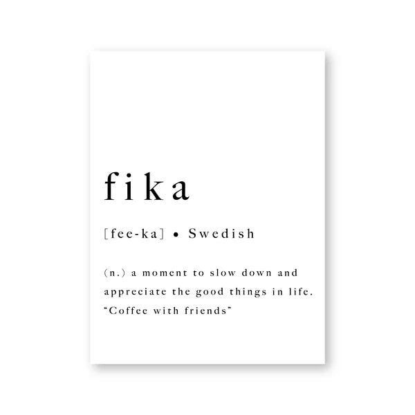 Product Image for Avelena | Fika Poster Schwedische Lifestyle-Zitate Schwarz Weiß Wandkunst Fine Art Leinwanddruck Inspirierende Motivations-Wanddekoration für Modernes