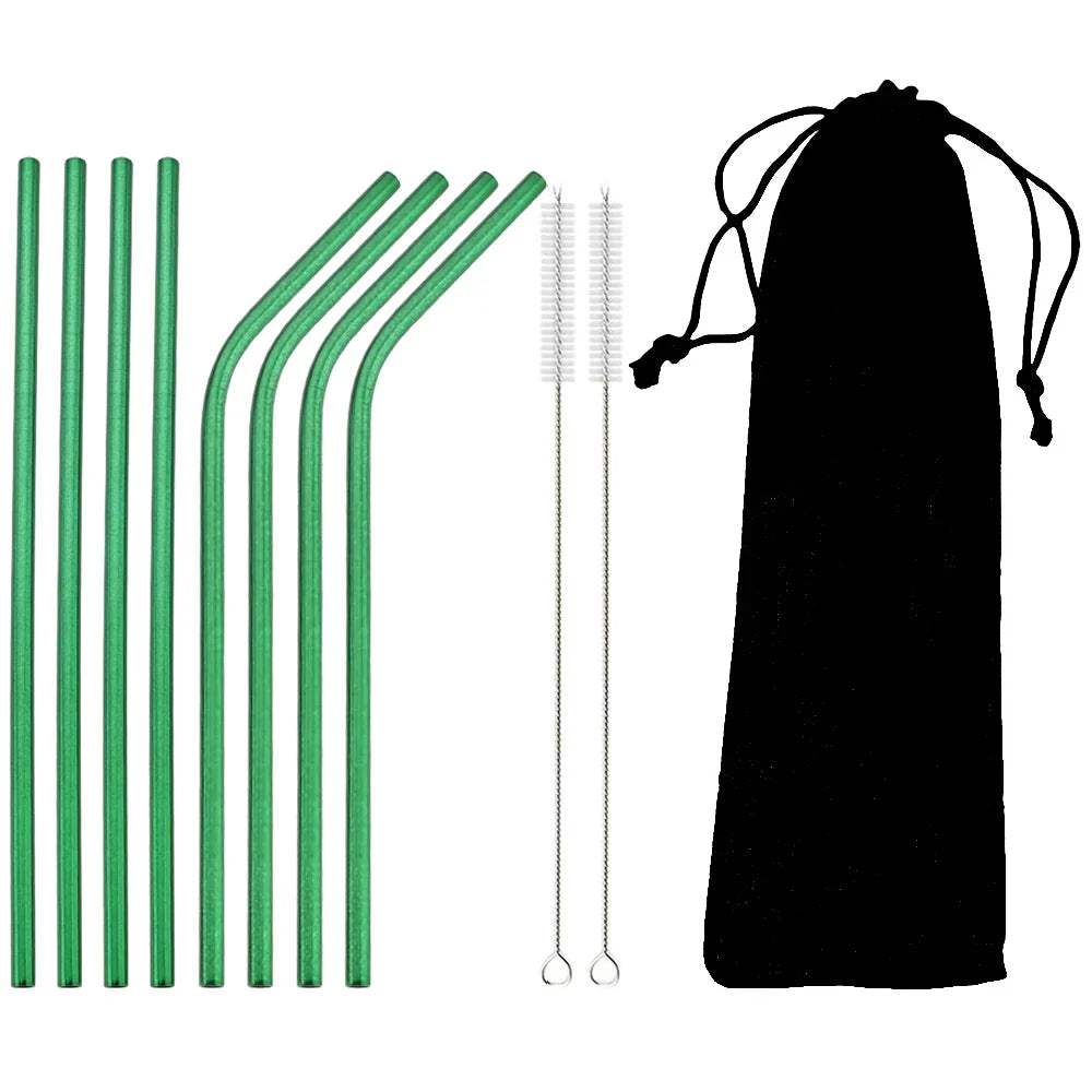 Product Image for Avelena | Vibrating Cocktailstrohhalm-Set aus Edelstahl, Grün / 11Teile