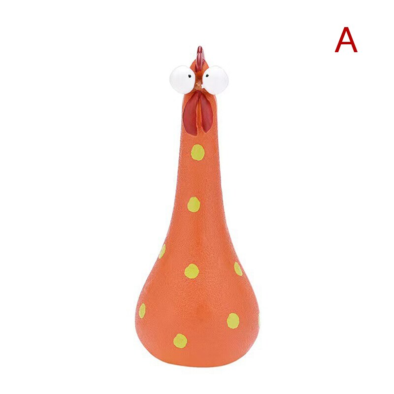 Product Image for Avelena | Verspielt Hühnerzaun Dekor Charmante Gartenstatuen, Lange Hals - Orange / Set aus 5