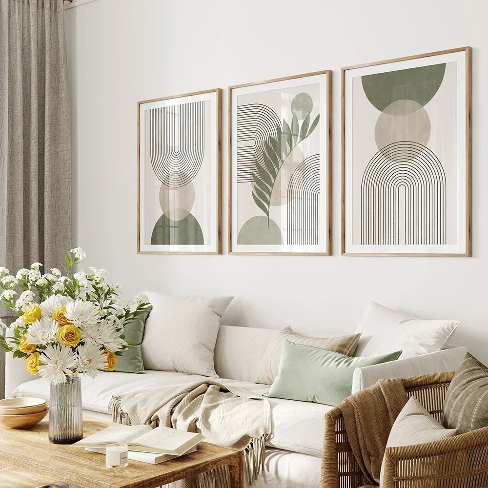 Product Image for Avelena | Featured Sale Salvies Grün Beige Minimalistisch Abstrakt Botanisch Wandkunst Schöne Kunst Leinwanddruck Bilder für Das Wohnzimmer Esszimmer 