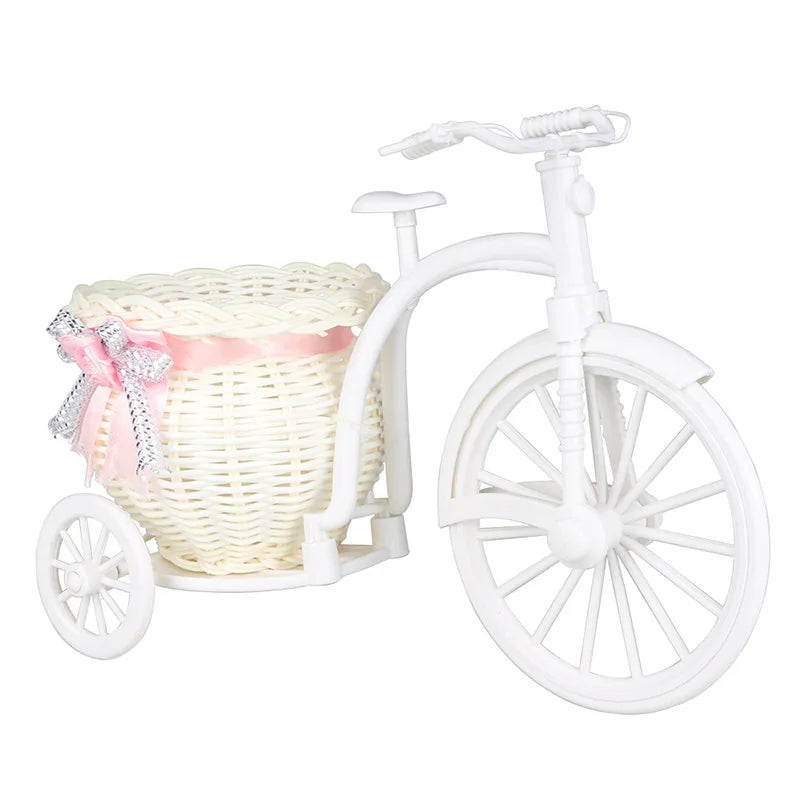 Product Image for Avelena | Weiße Fahrrad Dekorative Blumenkorb Hochzeitsdekoration Plastik Dreirad Design Blumentopf Aufbewahrungskorb Festkorb, Rosa
