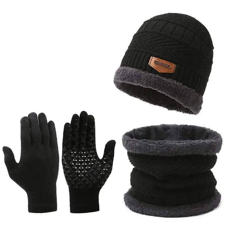 Product Image for Avelena | Herren Winter Windschutz Mütze Schal - Handschuhe Set, Schwarz