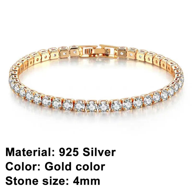 Product Image for Avelena | Tennisarmband – Strahlen Sie mit Attitude Eleganz In Sterlingsilber und Hip-Hop-Flair!, 4 mm großes goldfarbenes Armband / 16cm