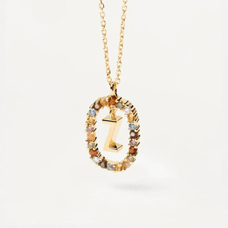 Product Image for Avelena | 925 Sterling Silber Farbed Zirkon Buchstabe Anhänger Halskette, Z / 40cm