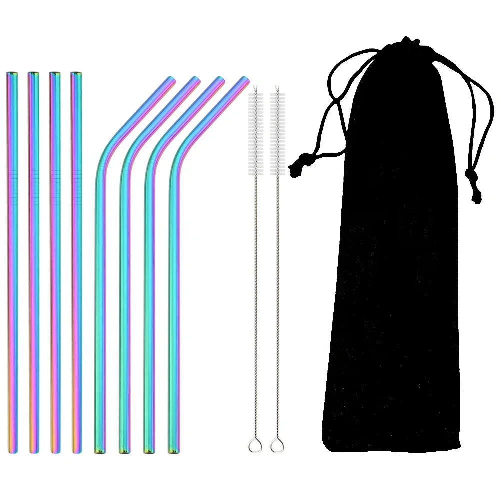 Product Image for Avelena | Vibrating Cocktailstrohhalm-Set aus Edelstahl, Regenbogen / 11Teile