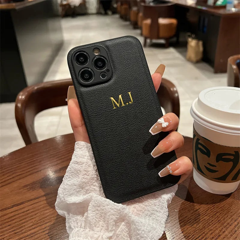 Product Image for Avelena | Personalisierte Lederhüllen @Angepasste Namen für Iphone 15 14 13, Schwarz / Für iPhone15 Pro Max
