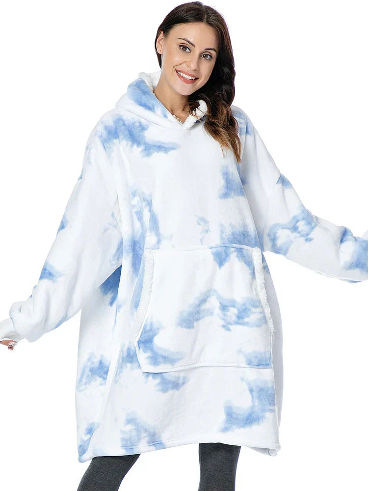 Product Image for Avelena | Fleecewrap Übergroße Polar Deckenpullover, Weiß und Blau / 88cm
