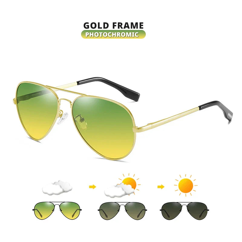 Product Image for Avelena | Unisex Tag Nacht Foto Chromatische Sonnenbrille, Gold-DNBS / I'm sorry, but you haven't provided any text to translate. Please supply the 