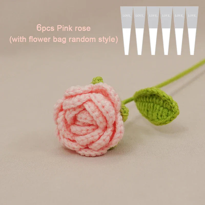 Product Image for Avelena | Fertig Handgefertigter Gehäkelter Rosenstrauß aus Künstlichen Blumen, Geflochtenen Künstlichen Blumen, Tischdekoration, Geschenke für 