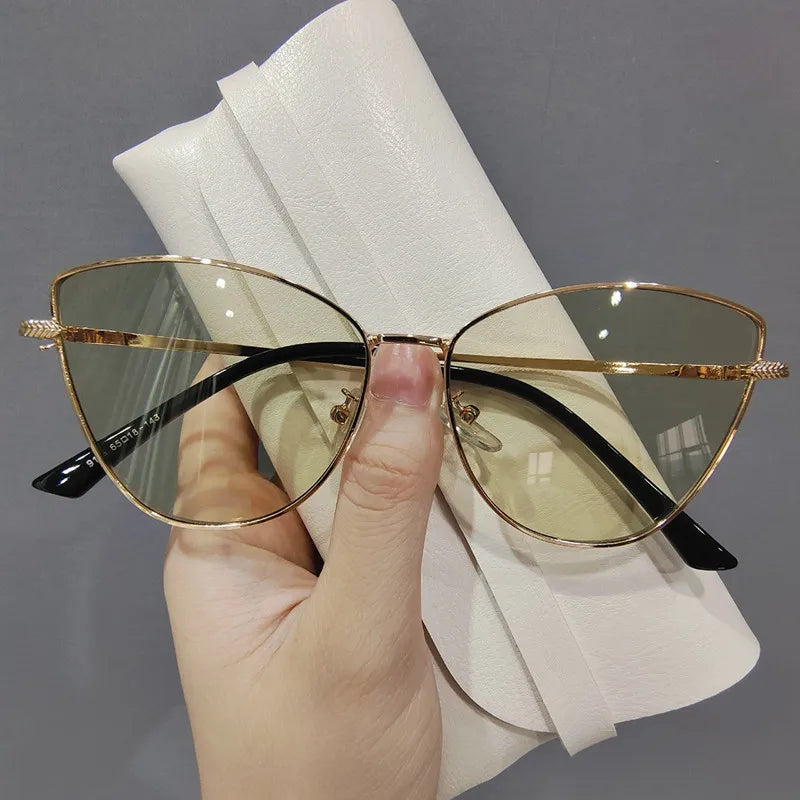 Product Image for Avelena | Katzenauge Rahmen Retro Sonnenbrille Damen Sonnenbrille, gold-hellgrün / Andere