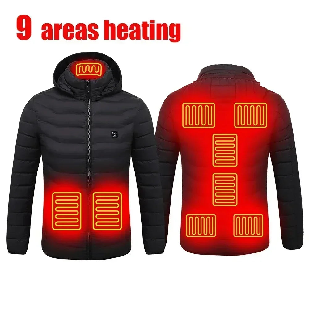 Product Image for Avelena | Thermacoat Beheizte Jacke Männer & Frauen Winter Usb Elektrisch Slim Selbstheizend, 9D Bereiche Schwarz / M