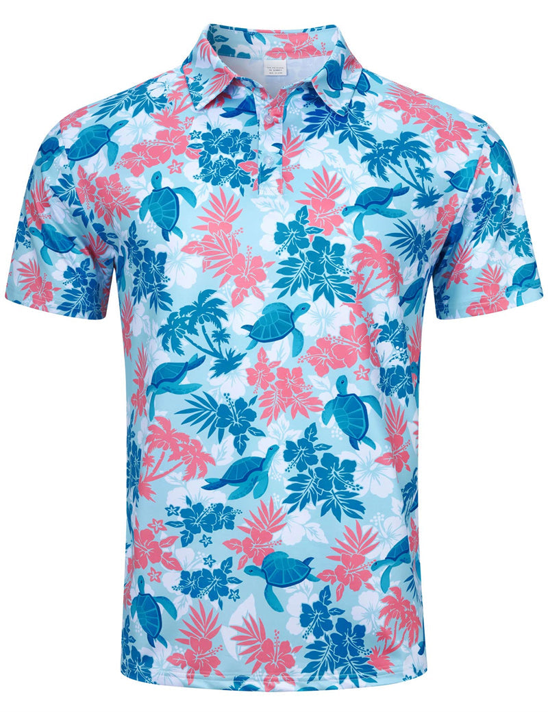 Product Image for Avelena | Herren 3D Hawaii Druck Oversized Polo Shirt Sommer Freizeitoberteil, P5 / 4XL