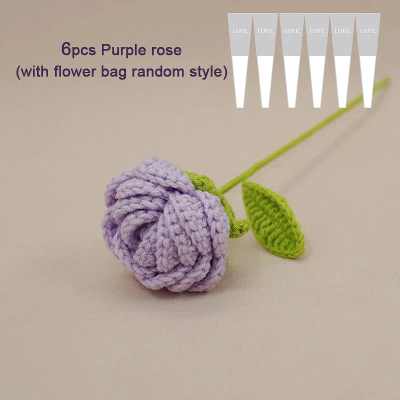 Product Image for Avelena | Fertig handgefertigter gehäkelter Rosenstrauß aus künstlichen Blumen, geflochtenen Kunstblumen, Tischdekoration, Geschenke für Feiertage, 