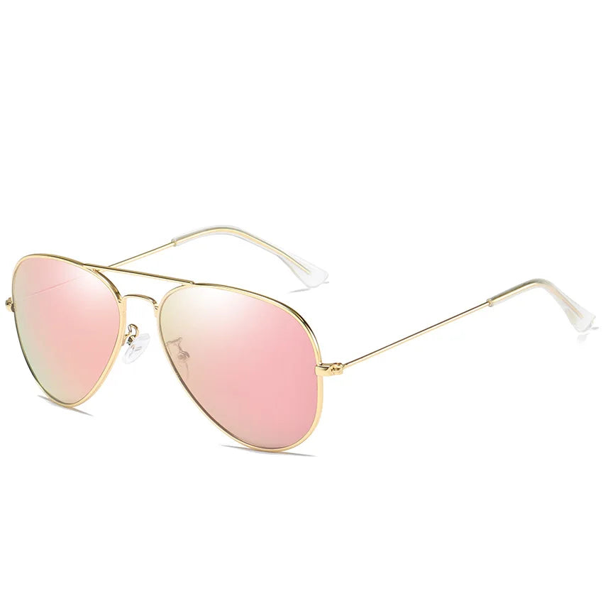 Product Image for Avelena | Vintage Klassischer Stil Uv400 Polarisierte Sonnenbrillen für Männer und Frauen, gold rosa Spiegel / Paket A