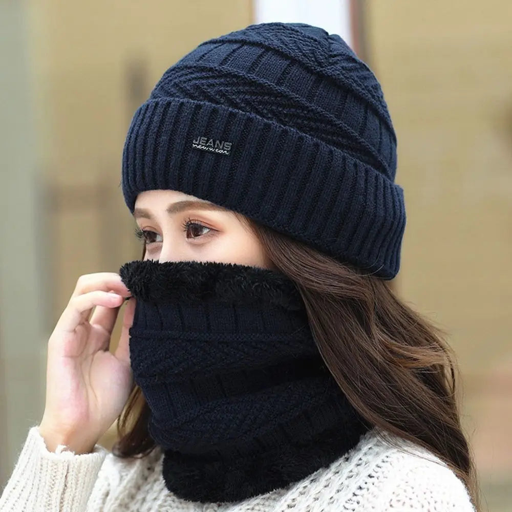 Product Image for Avelena | Unisex Thermische Fleece Strick Balaclava Woll Halswärmer Schal Mützen, Dunkelblau