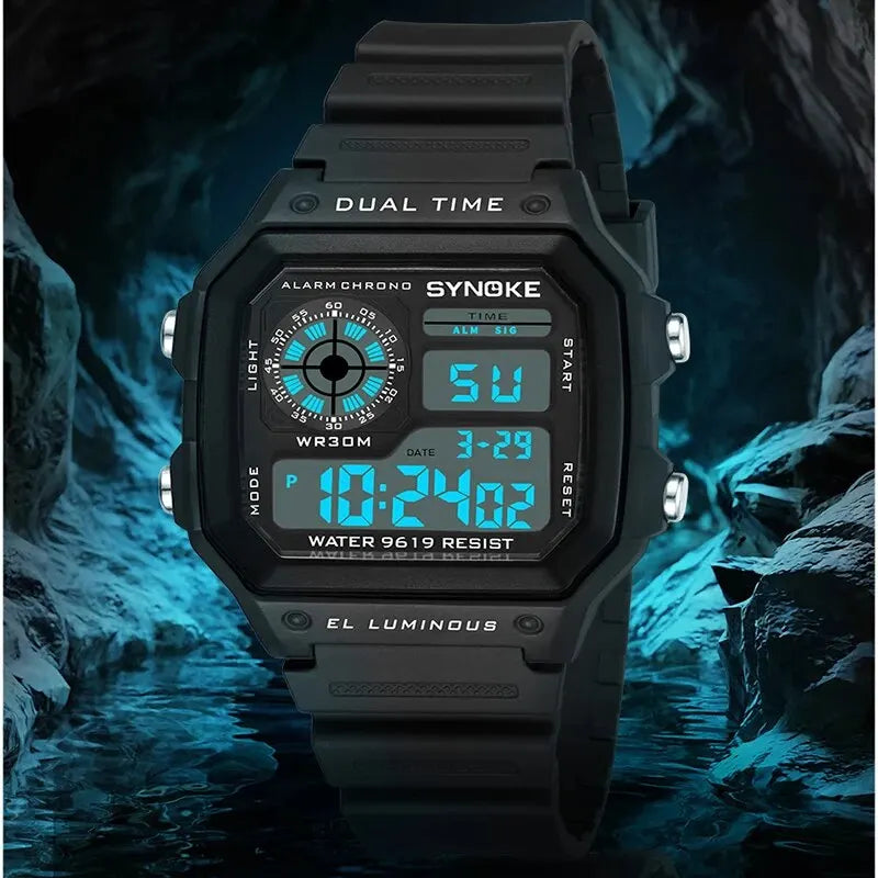Product Image for Avelena | Digitale Sportuhr – Wasserdichte Multifunktionale Leuchtende Handgelenkuhr - 7-Farben Licht, Schwarz