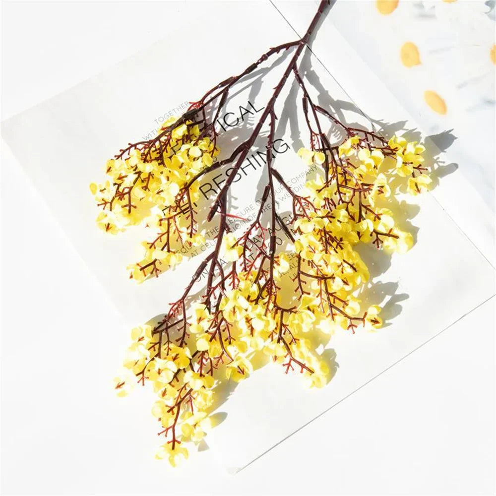 Product Image for Avelena | 30 Cm Rosa Seide Gypsophila Künstliche Blumen Kleine Bouquet 5 Gabeln Wohnzimmer Deko Falsche Pflanzen Vase für Zuhause Hochzeit, Gelb / 1 