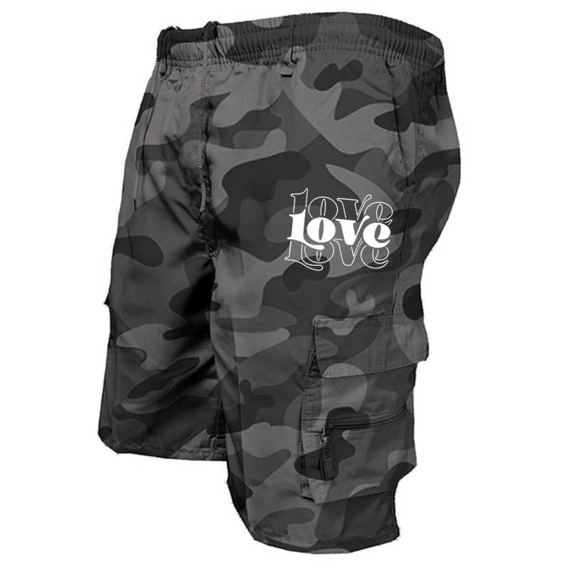 Product Image for Avelena | Herren Graffiti Love Logo Casual Jogging Shorts, Tarnfarben Grau / M