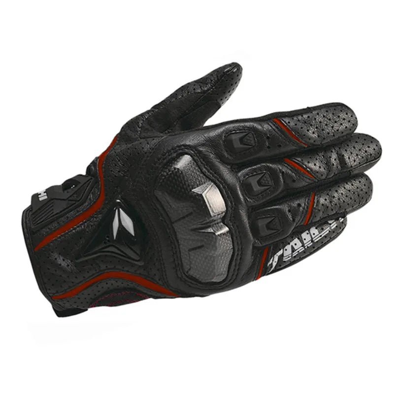 Product Image for Avelena | Herren Schwarze Leder Motorradhandschuhe – Racing Stil, 390 schwarz rot / XXL