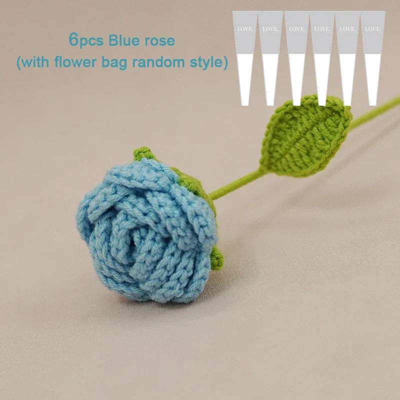 Product Image for Avelena | Fertig Handgefertigter Gehäkelter Rosenstrauß aus Künstlichen Blumen, Geflochtenen Künstlichen Blumen, Tischdekoration, Geschenke für 