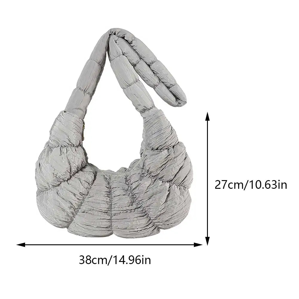 Product Image for Avelena | Puff Croissant Schultertasche, Hellgrau Groß / Croissant Schultertasche