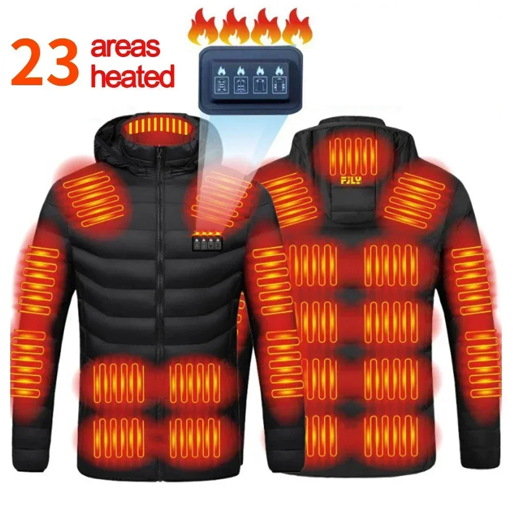 Product Image for Avelena | Thermacoat Beheizte Jacke Männer & Frauen Winter Usb Elektrisch Slim Selbstheizend, 23F Bereiche Schwarz / 5XL