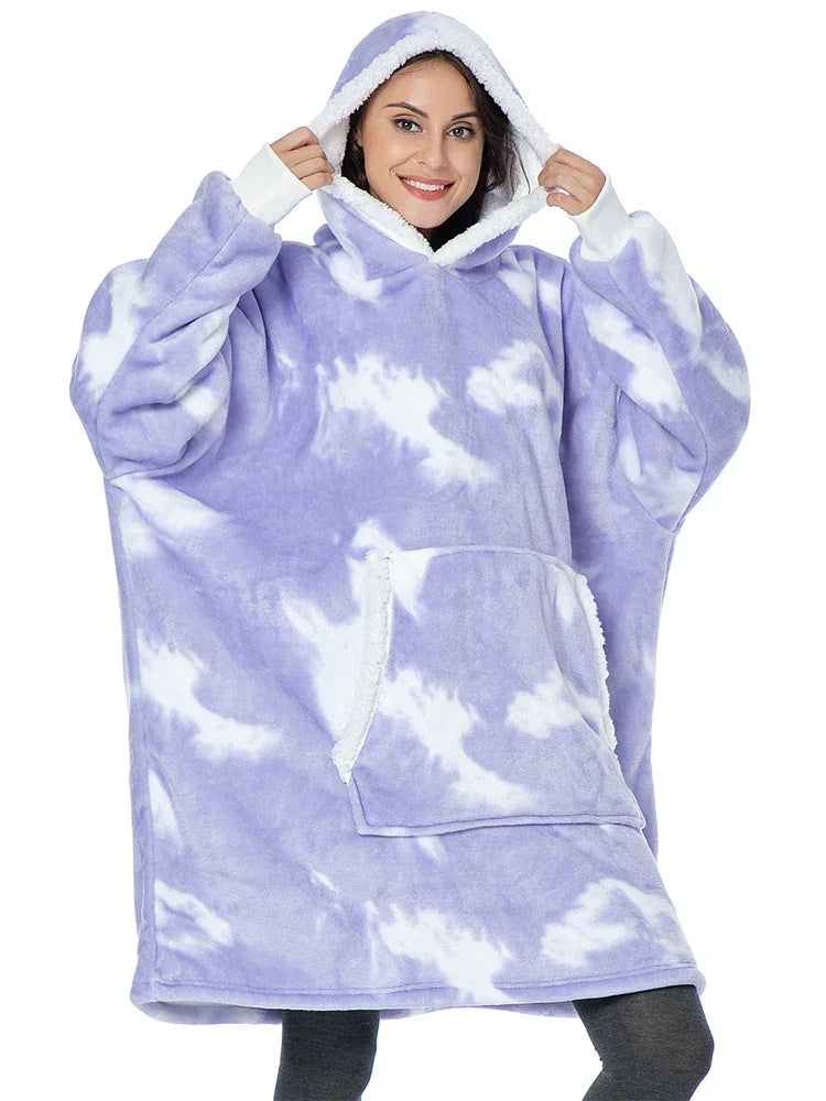 Product Image for Avelena | Fleecewrap Übergroße Polar Deckenpullover, Weiß und lila / 88cm