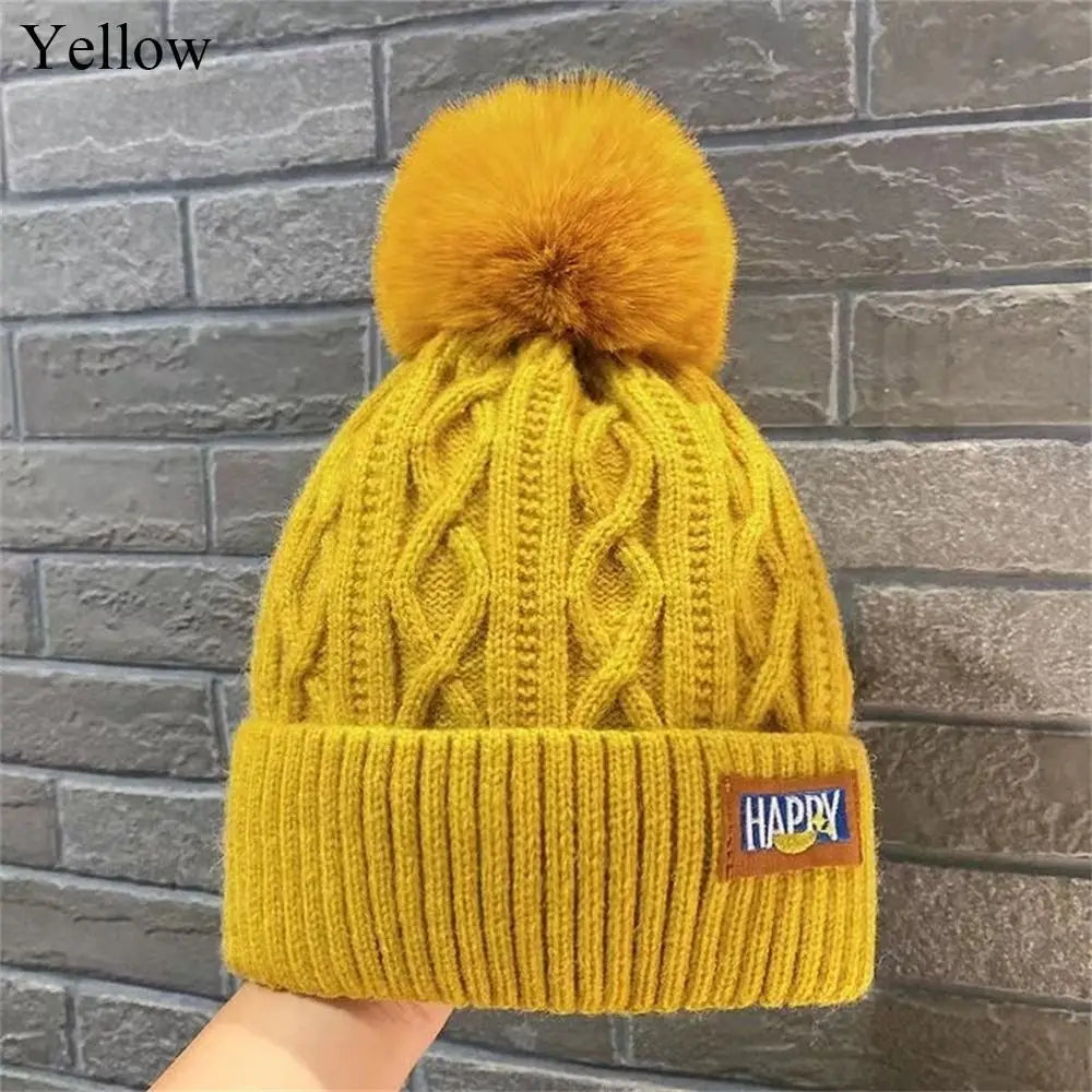 Product Image for Avelena | Damenmode Pompom Mütze - Dicke Warme Wintermütze, gelb