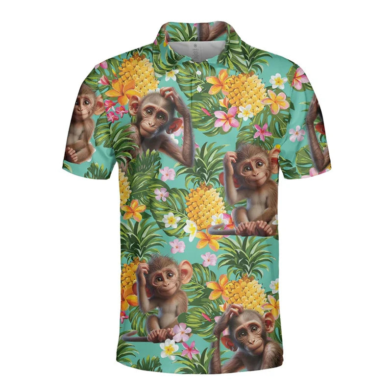 Product Image for Avelena | Sommer 3D Affen Druck Poloshirt für Männer, Polo-NXH57604 / 100 (4T)Kinder