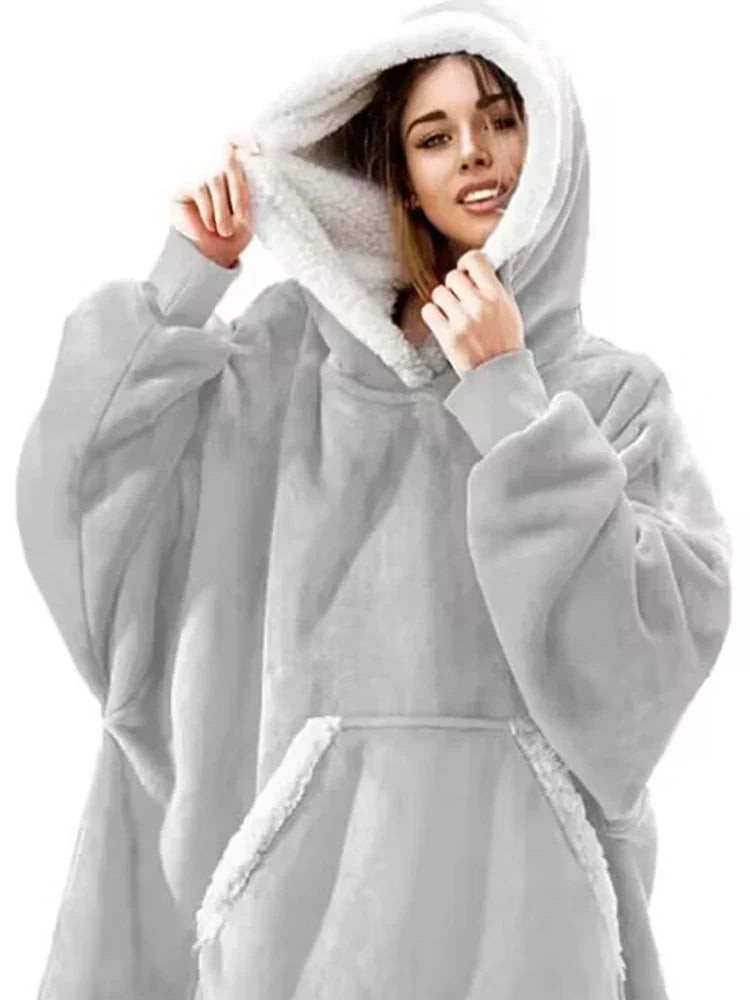 Product Image for Avelena | Fleecewrap Übergroße Polar Deckenpullover, Blaue Hirsch / 88cm