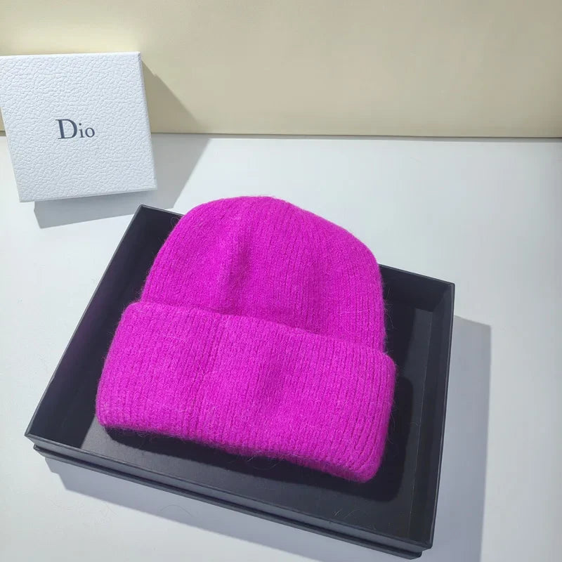 Product Image for Avelena | Damen Winter Strickmütze - Warmes Kaschmir Wolle & Kaninchenfell Ski Hut, lila rot / 54-60