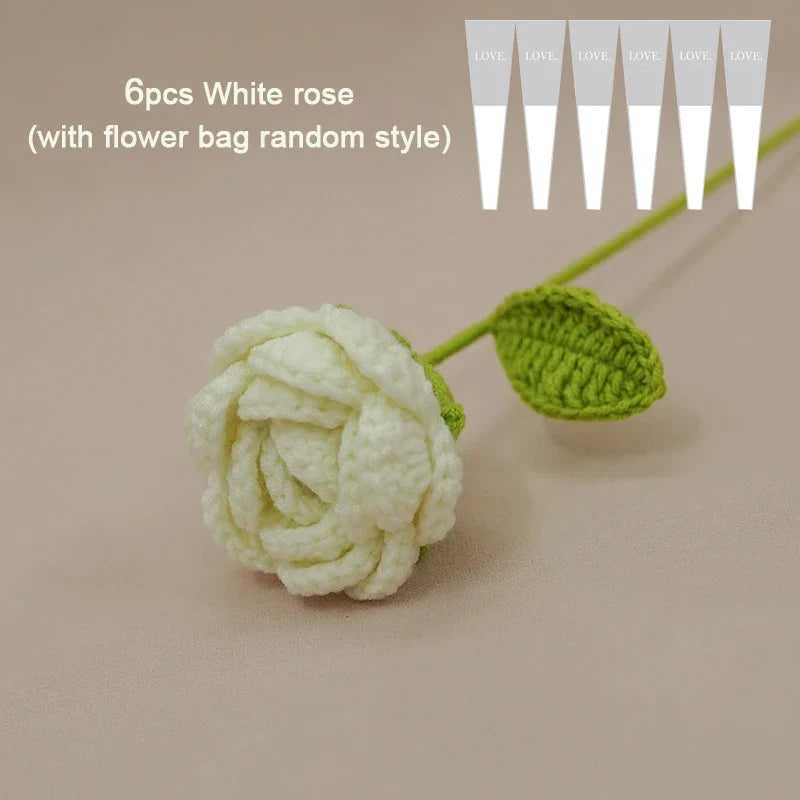 Product Image for Avelena | Fertig Handgefertigter Gehäkelter Rosenstrauß aus Künstlichen Blumen, Geflochtenen Künstlichen Blumen, Tischdekoration, Geschenke für 