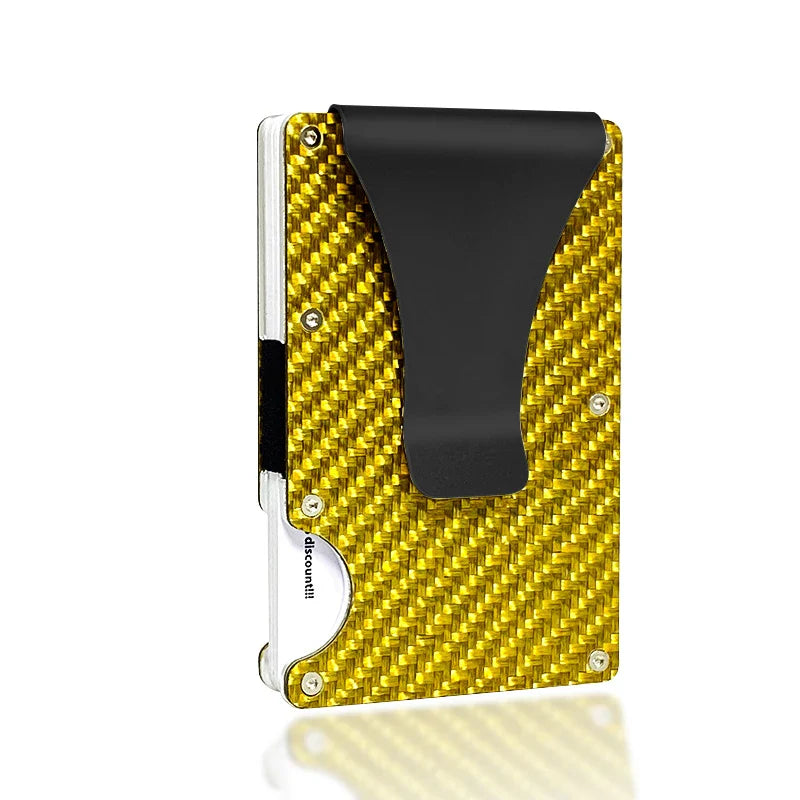 Product Image for Avelena | Rfid-Blockierende Karbonfaser Aluminium Kartenhalter Geldbörse, Gold