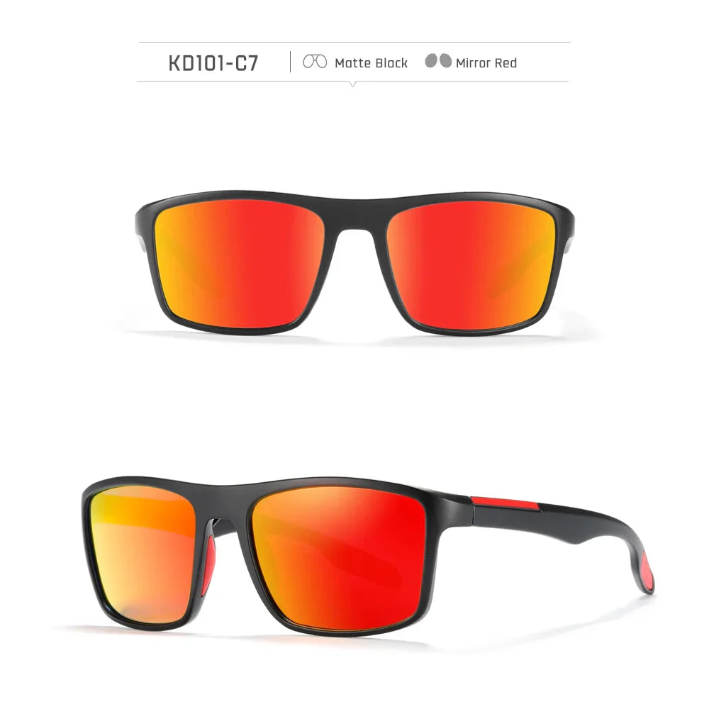 Product Image for Avelena | Ultra-Leichte Rechteckige Polarisierte Photochrome Sonnenbrille, C7 Spiegel Rot / Skull Reißverschluss Etui
