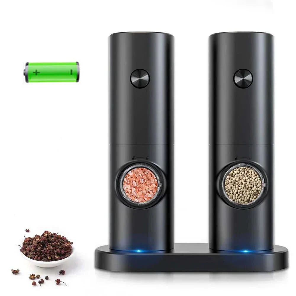 Product Image for Avelena | Grindpro Moderne Elektrische Pfeffer und Salzmühle mit Led, Schwarz mit Fuß