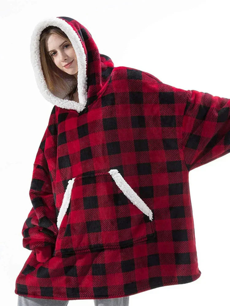 Product Image for Avelena | Fleecewrap Übergroße Polar Deckenpullover, Rot Schottisch / 88cm