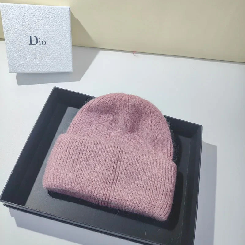 Product Image for Avelena | Damen Winter Strickmütze - Warmes Kaschmir Wolle & Kaninchenfell Ski Hut, lila rosa / 54-60