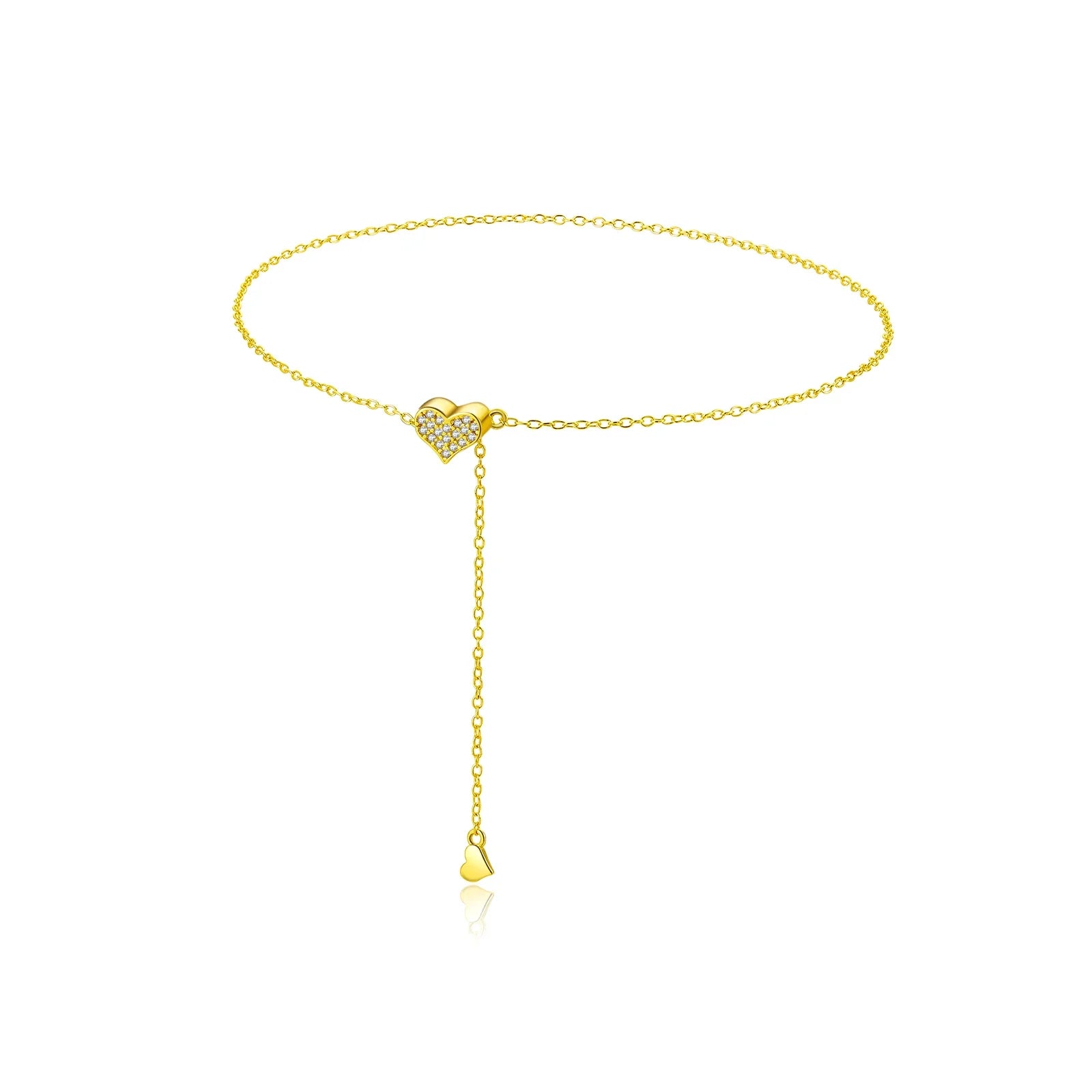 Product Image for Avelena | 925 Sterling Silber Verstellbare Herz Anhänger Halskette, Goldarmband