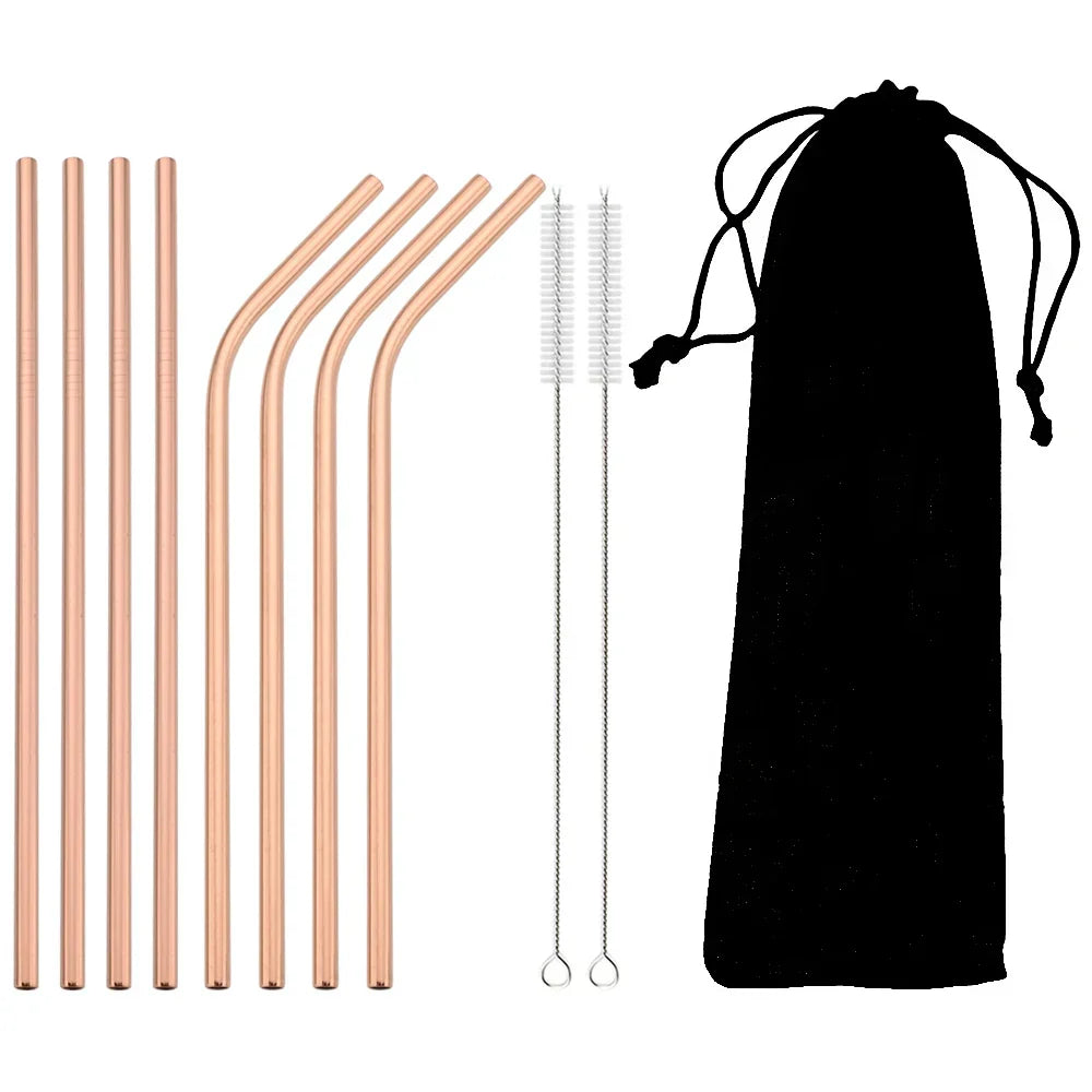 Product Image for Avelena | Vibrating Cocktailstrohhalm-Set aus Edelstahl, Roségold / 11Teile
