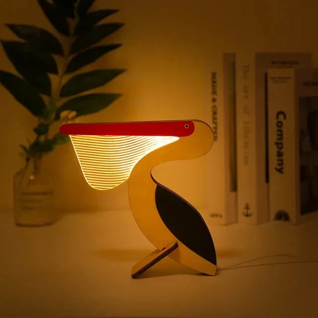 Product Image for Avelena | Charmante Holztiere LED Nachttischlampen, Pelikan